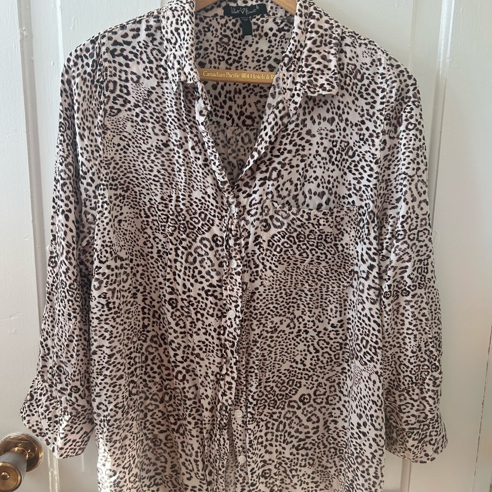 Lily Morgan Animal Print Shirt in Beige, Brown & Black